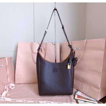 Miu Miu Leather bucket bag Dark Brown 2025 5BE098 (JD-251121064)