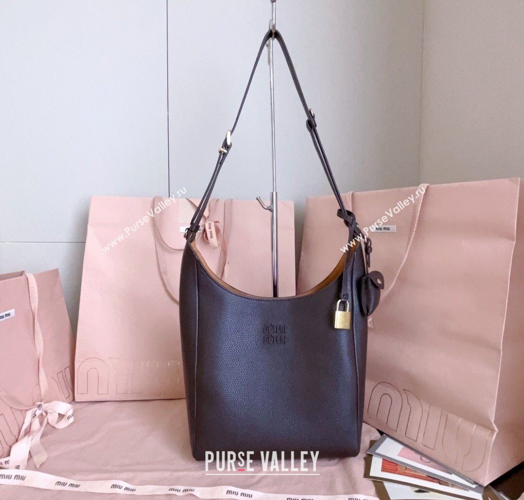 Miu Miu Leather bucket bag Dark Brown 2025 5BE098 (JD-251121064)