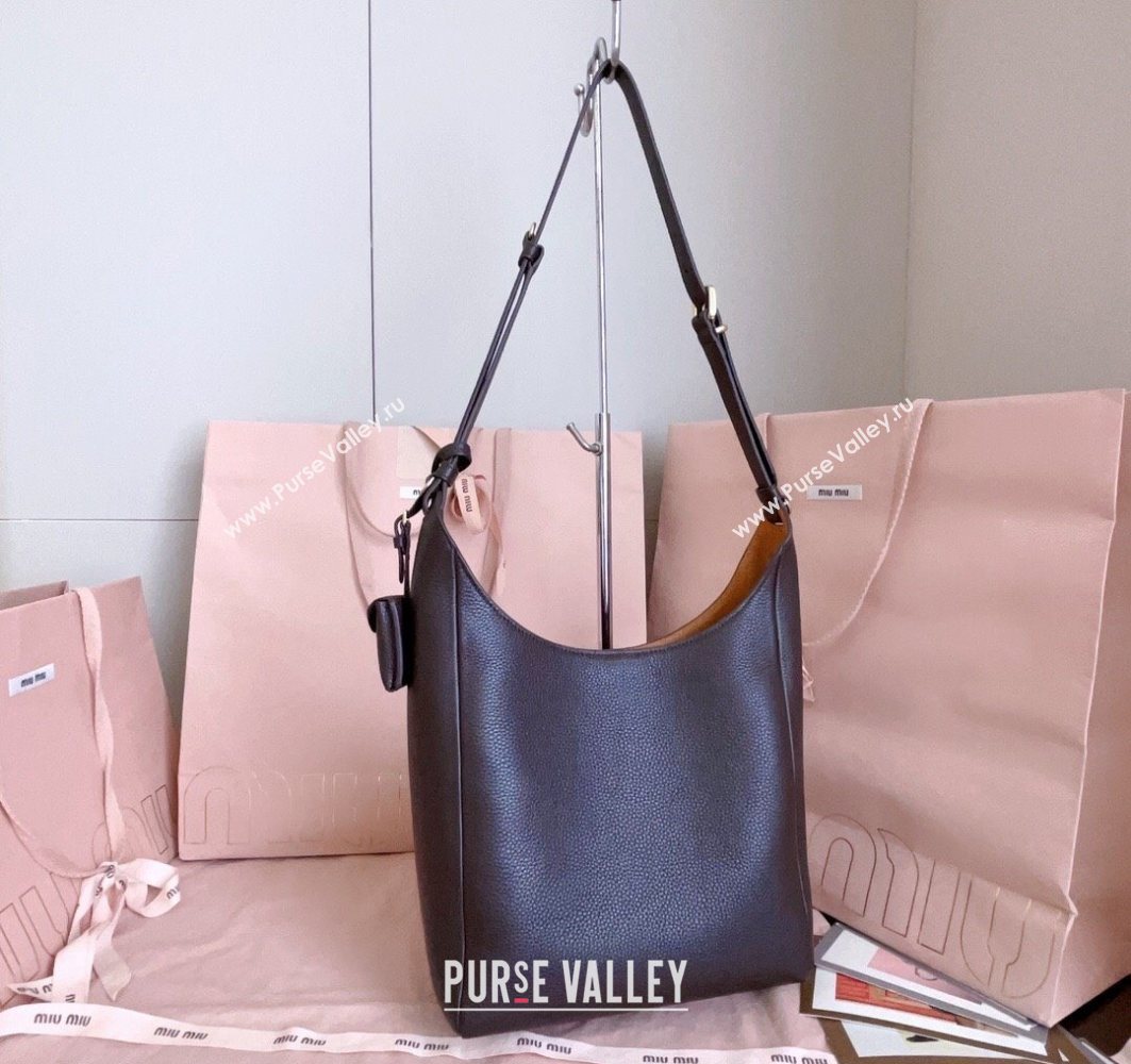 Miu Miu Leather bucket bag Dark Brown 2025 5BE098 (JD-251121064)