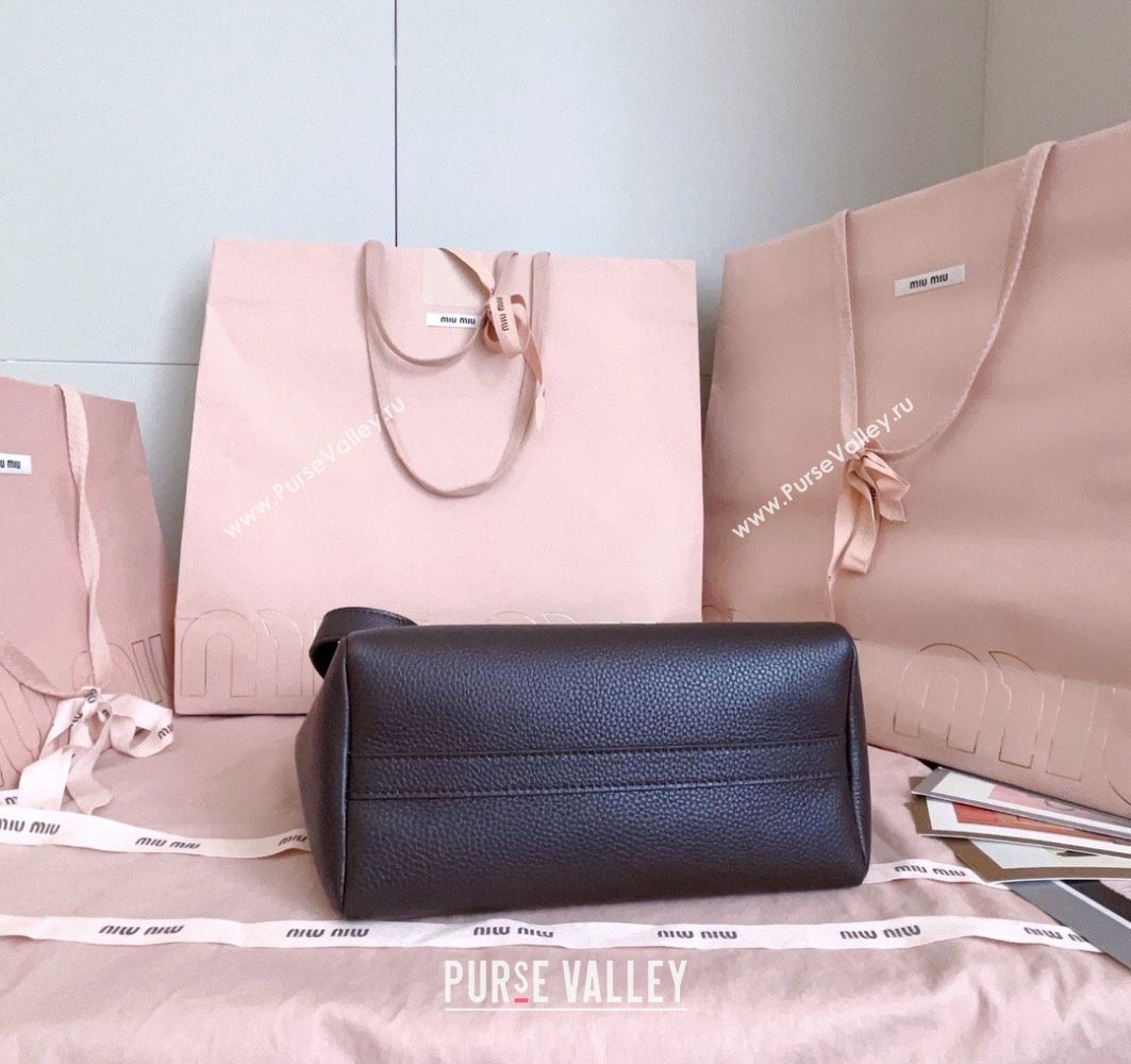 Miu Miu Leather bucket bag Dark Brown 2025 5BE098 (JD-251121064)