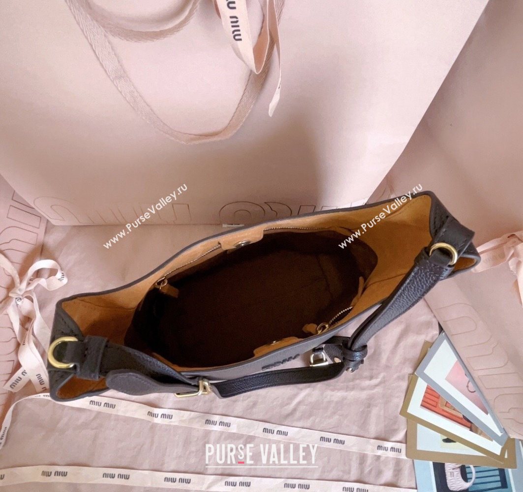 Miu Miu Leather bucket bag Dark Brown 2025 5BE098 (JD-251121064)