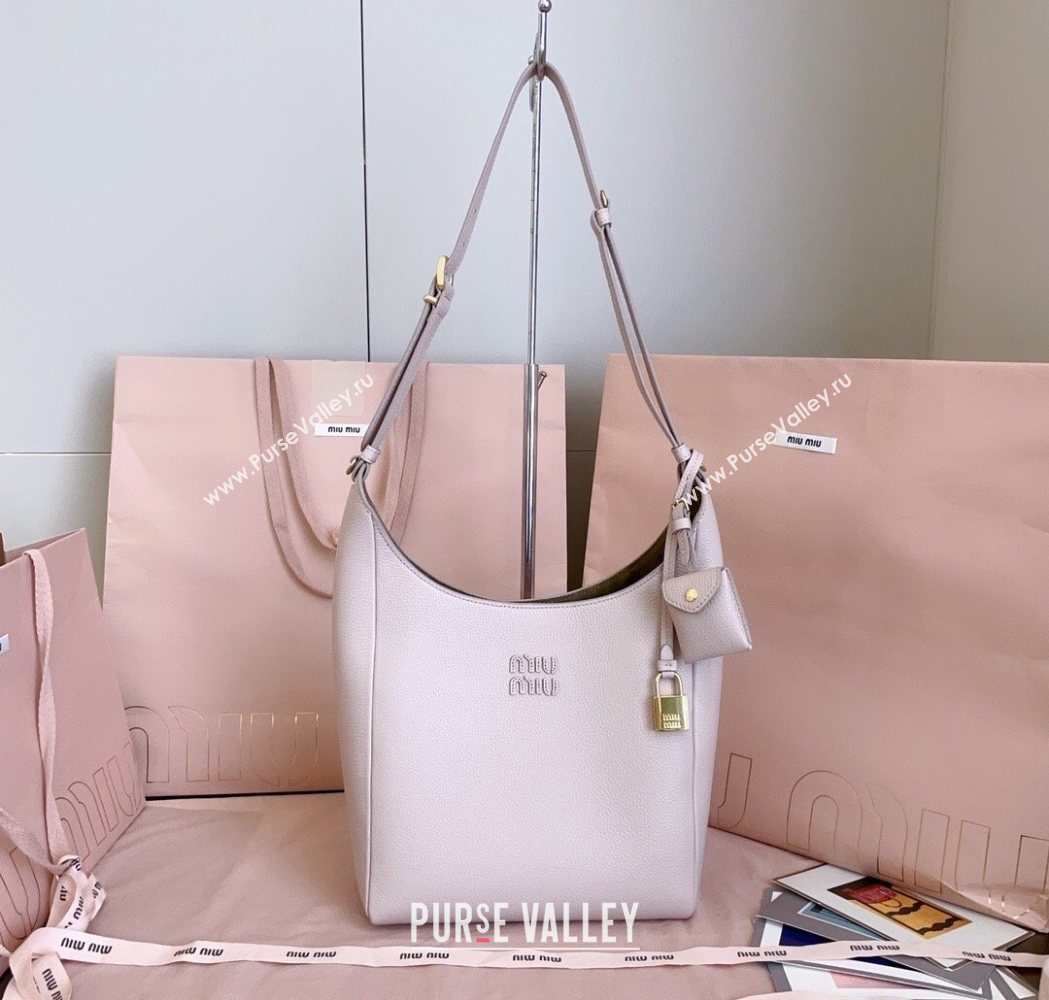 Miu Miu Leather bucket bag Water Lily Pink 2025 5BE098 (JD-251121065)