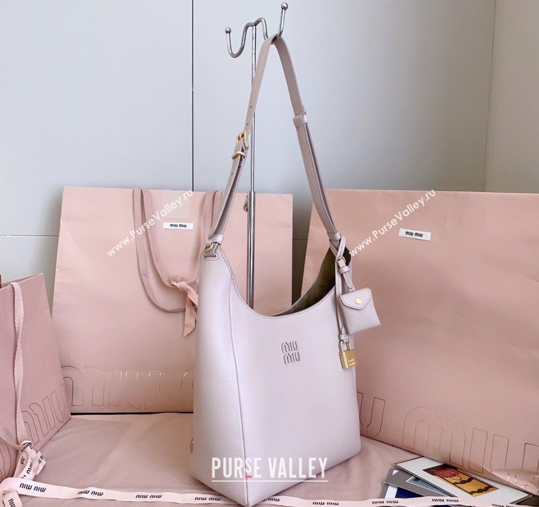 Miu Miu Leather bucket bag Water Lily Pink 2025 5BE098 (JD-251121065)
