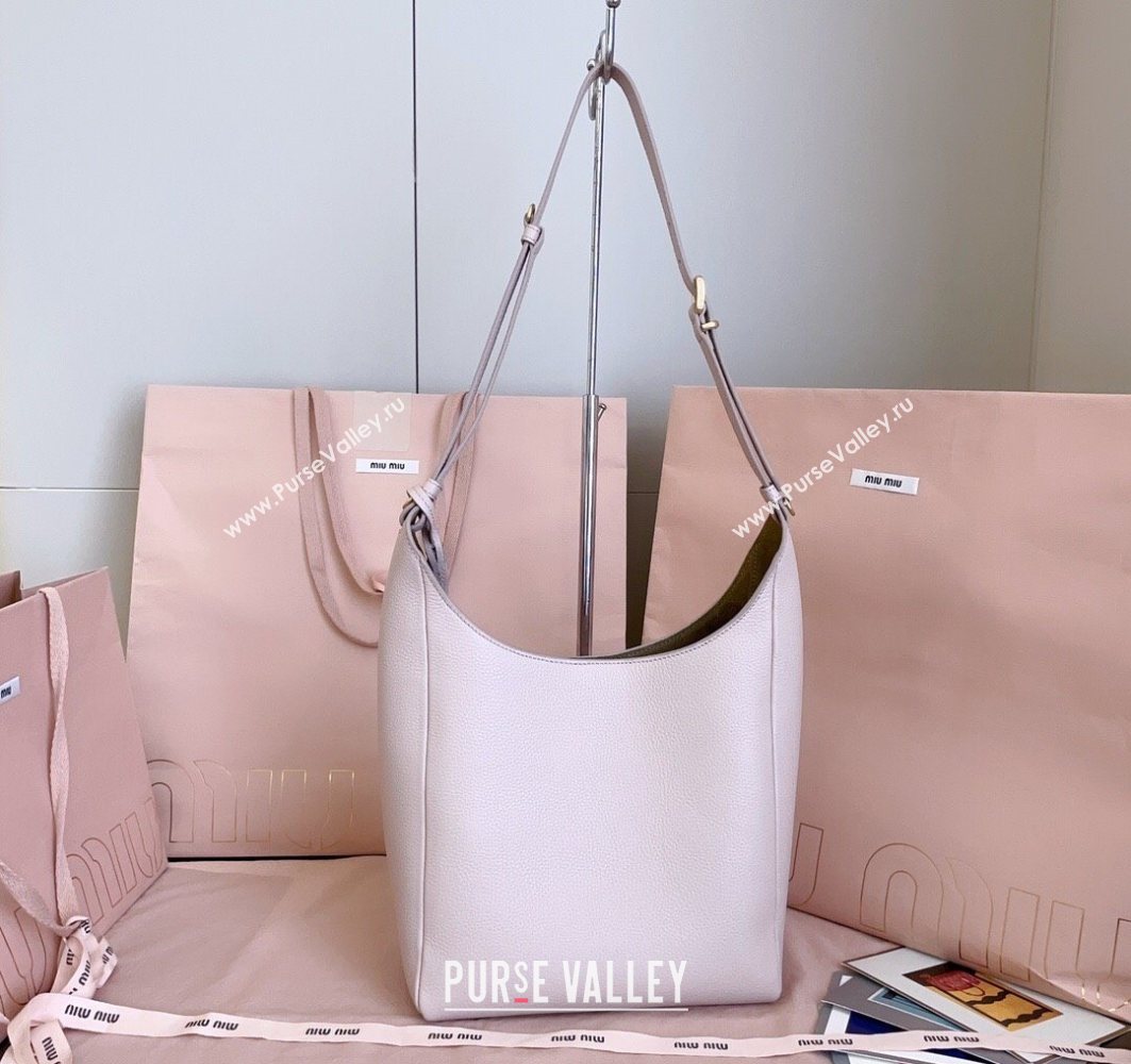 Miu Miu Leather bucket bag Water Lily Pink 2025 5BE098 (JD-251121065)