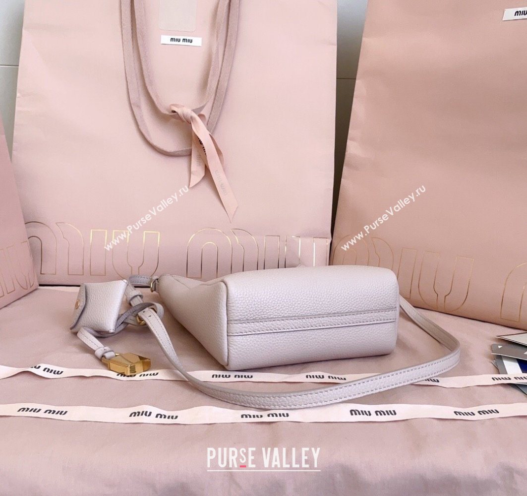 Miu Miu Leather bucket bag Water Lily Pink 2025 5BE098 (JD-251121065)