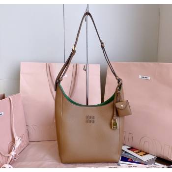 Miu Miu Leather bucket bag Caramel Brown 2025 5BE098 (JD-251121066)