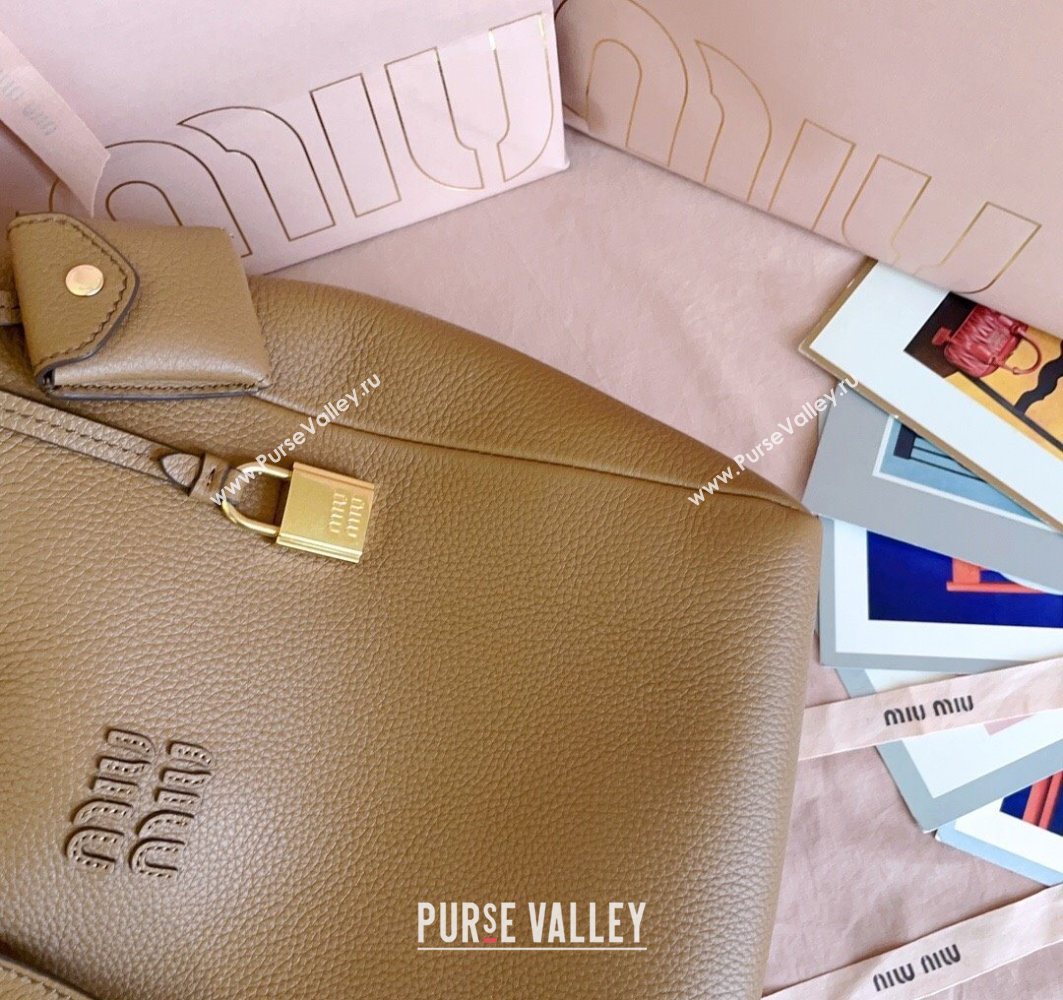 Miu Miu Leather bucket bag Caramel Brown 2025 5BE098 (JD-251121066)