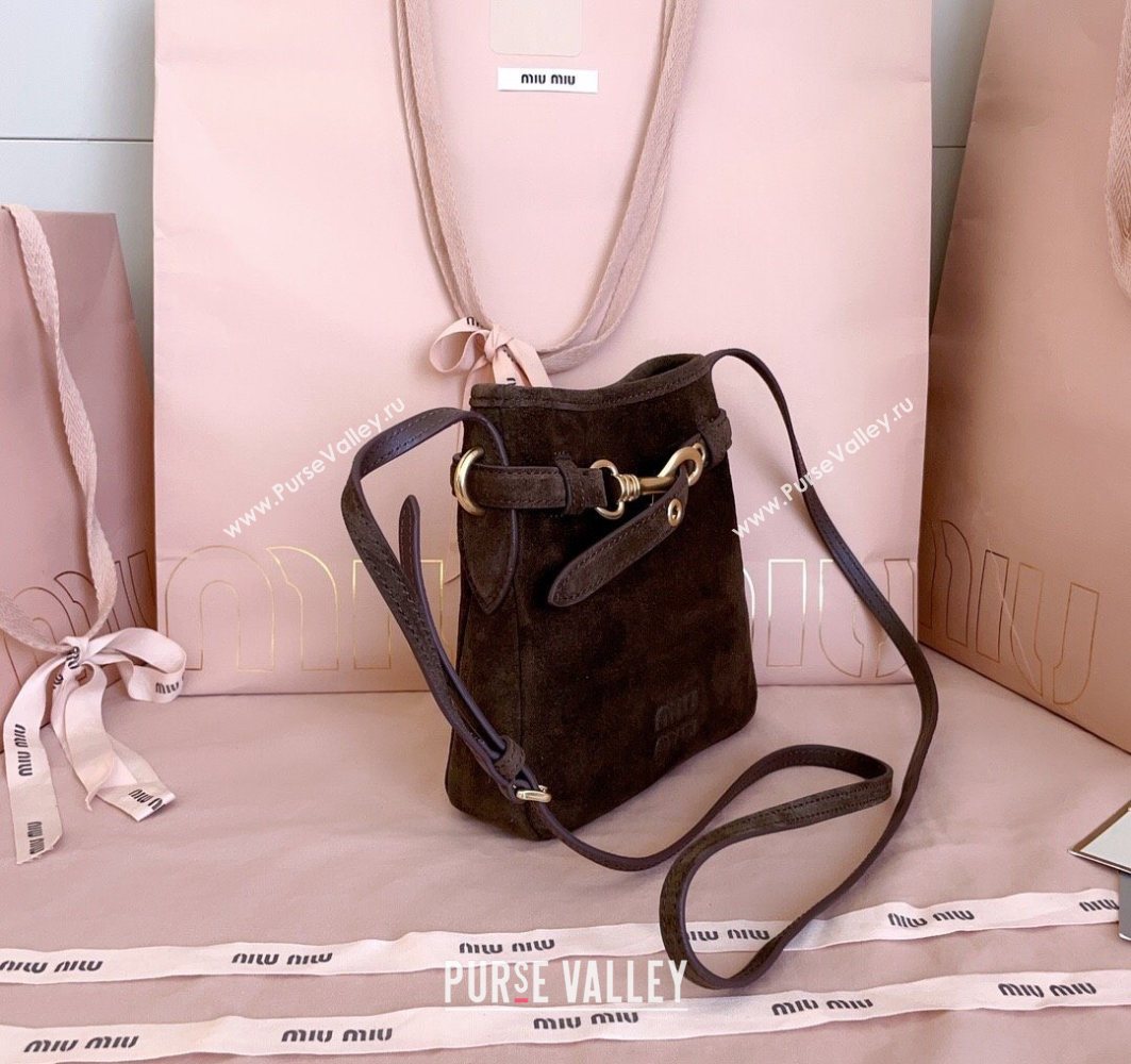 Miu Miu Suede Pouch Mini Bag Dark Brown 2025 5NR461 (JD-251121041)