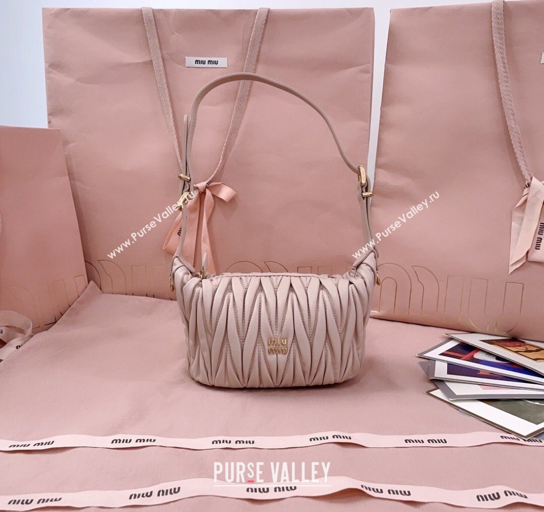 Miu Miu Matelasse Nappa Leather Pouch Mini Bag Powder Pink 2025 5NE026 (JD-251121070)