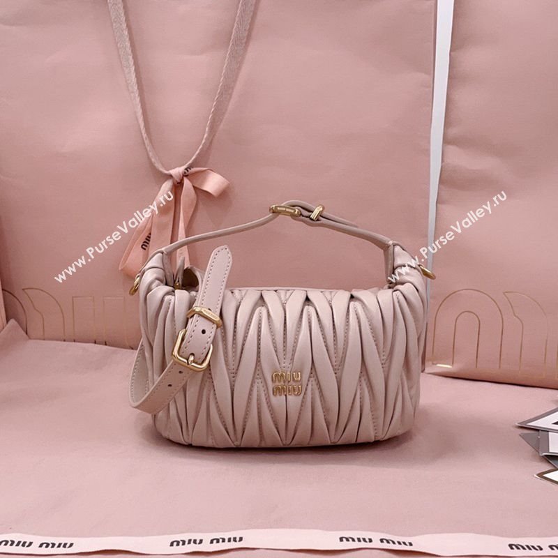 Miu Miu Matelasse Nappa Leather Pouch Mini Bag Powder Pink 2025 5NE026 (JD-251121070)