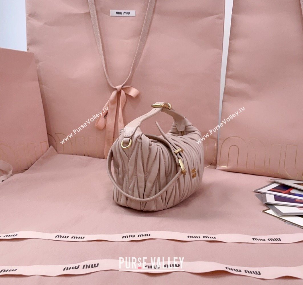 Miu Miu Matelasse Nappa Leather Pouch Mini Bag Powder Pink 2025 5NE026 (JD-251121070)