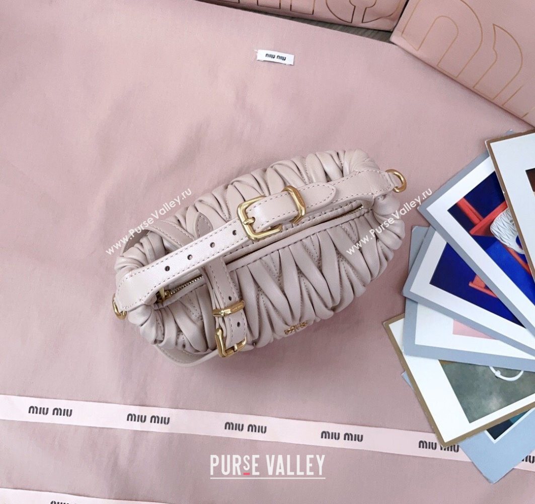 Miu Miu Matelasse Nappa Leather Pouch Mini Bag Powder Pink 2025 5NE026 (JD-251121070)