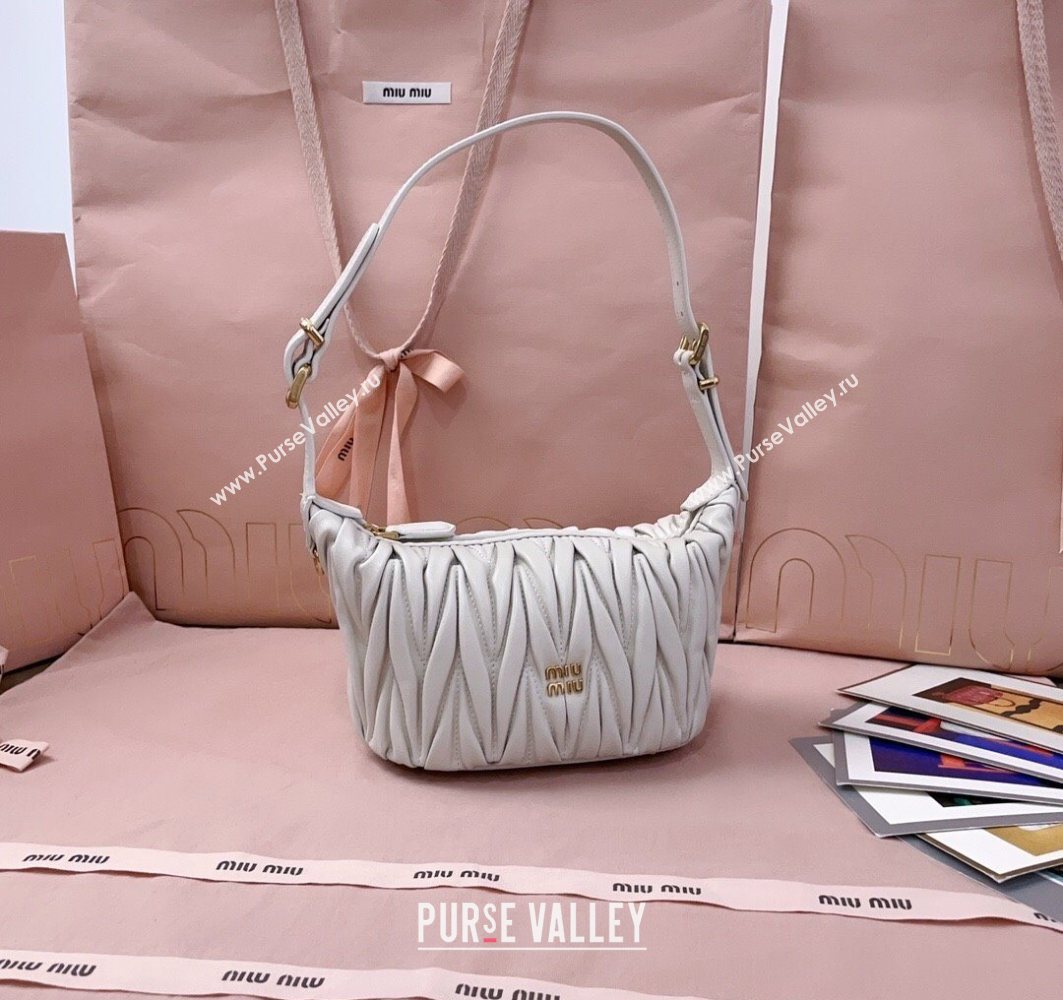 Miu Miu Matelasse Nappa Leather Pouch Mini Bag White 2025 5NE026 (JD-251121071)