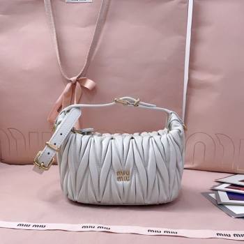 Miu Miu Matelasse Nappa Leather Pouch Mini Bag White 2025 5NE026 (JD-251121071)