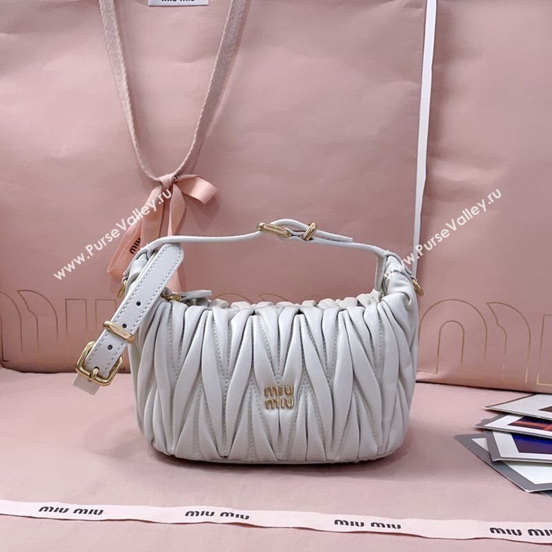 Miu Miu Matelasse Nappa Leather Pouch Mini Bag White 2025 5NE026 (JD-251121071)