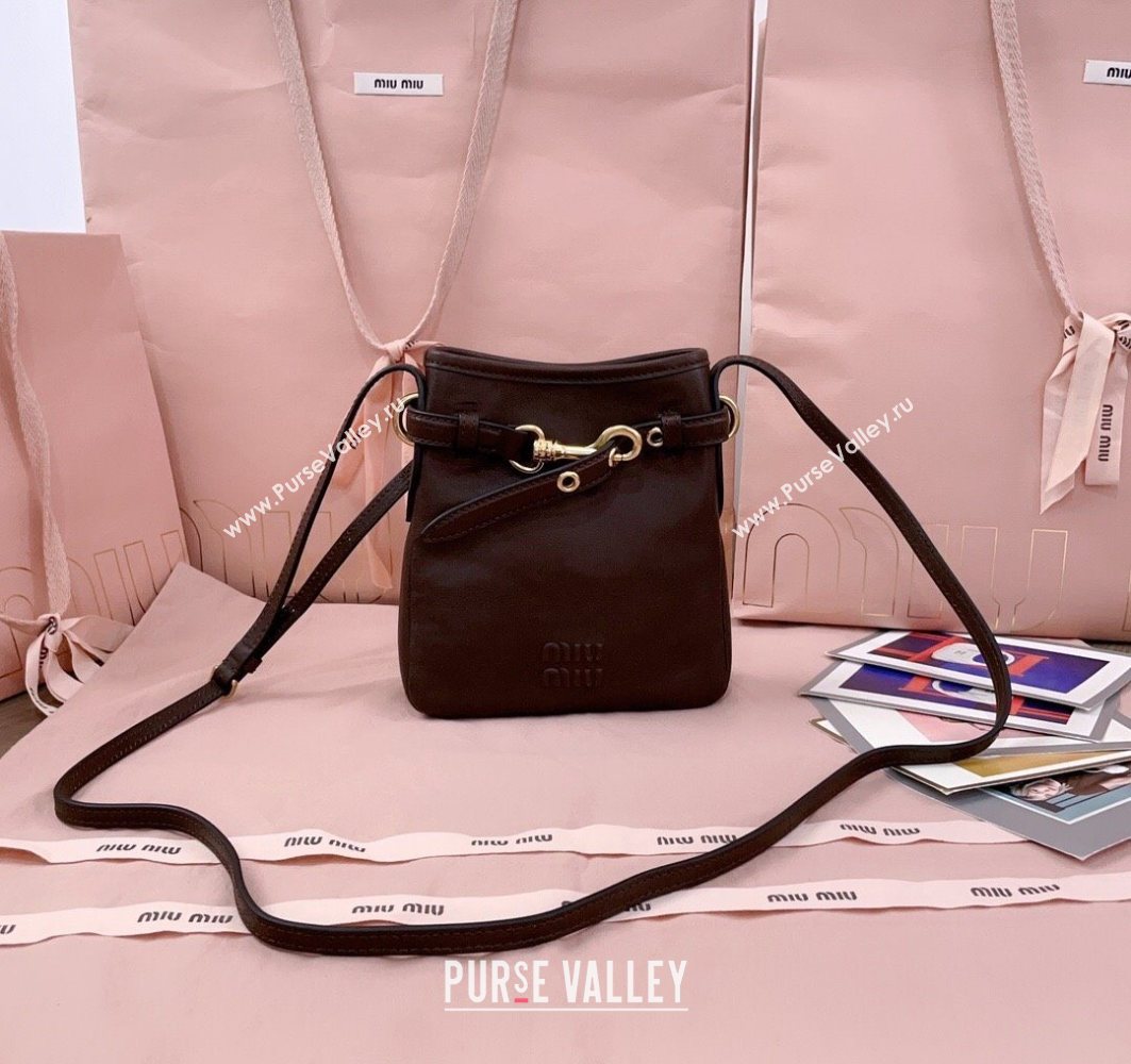 Miu Miu Nappa Leather Pouch Mini Bag Briarwood Brown 2025 5NR461 (JD-251121038)