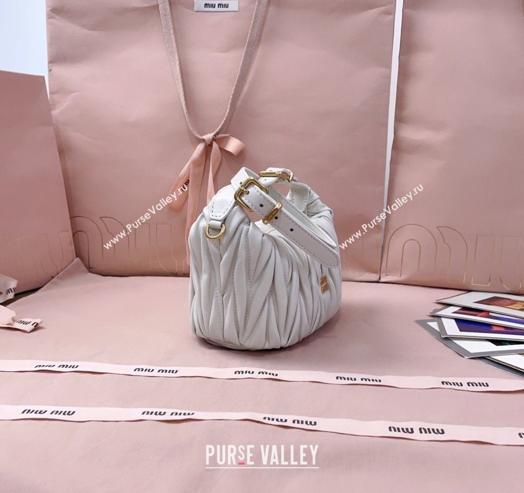 Miu Miu Matelasse Nappa Leather Pouch Mini Bag White 2025 5NE026 (JD-251121071)