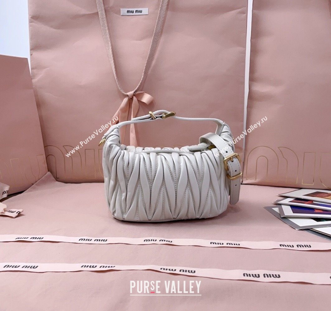 Miu Miu Matelasse Nappa Leather Pouch Mini Bag White 2025 5NE026 (JD-251121071)