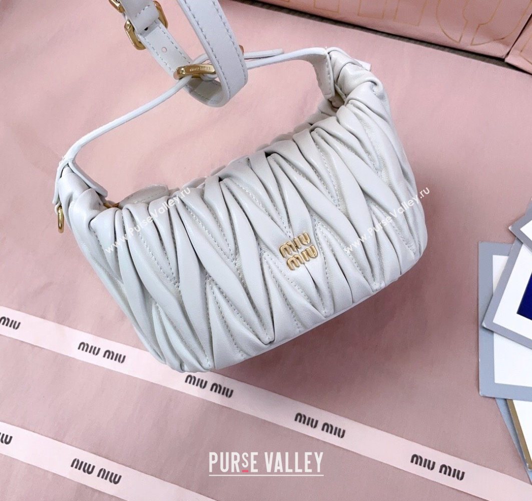 Miu Miu Matelasse Nappa Leather Pouch Mini Bag White 2025 5NE026 (JD-251121071)