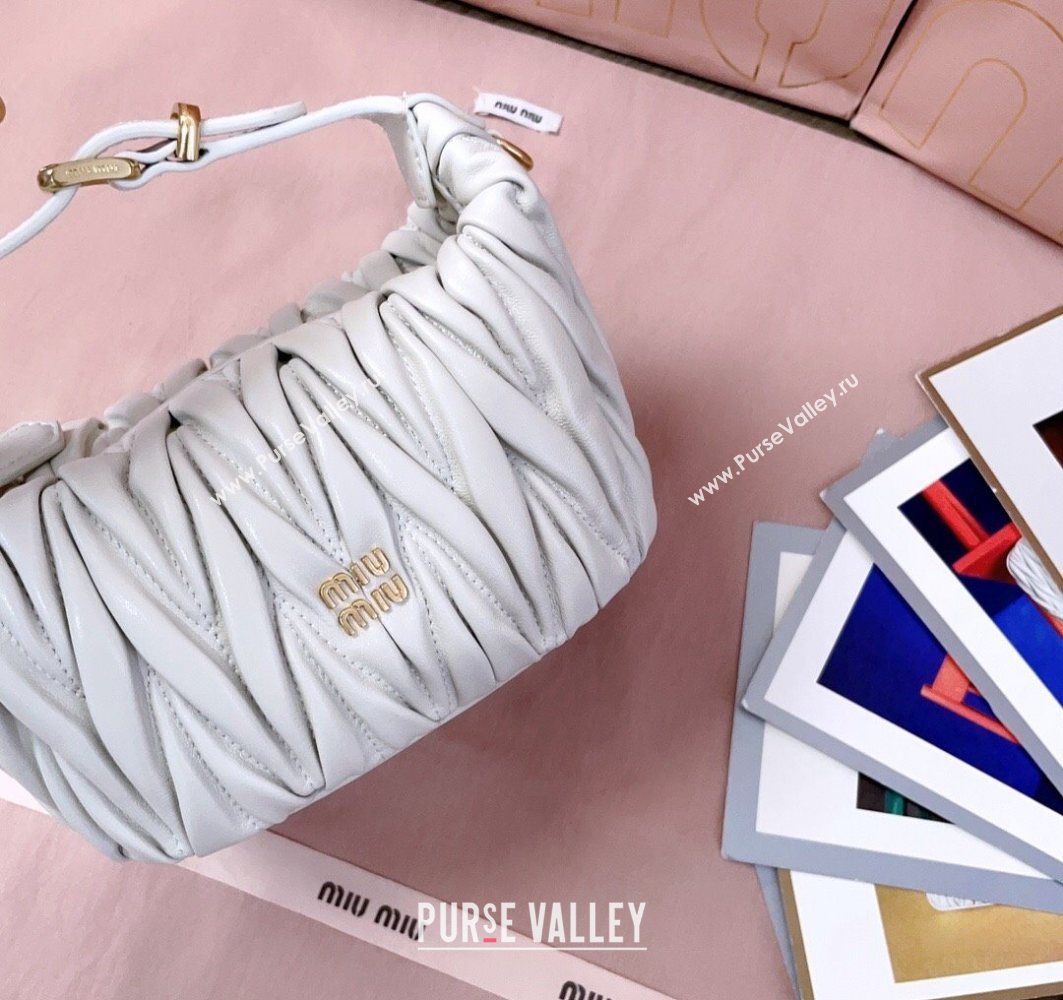 Miu Miu Matelasse Nappa Leather Pouch Mini Bag White 2025 5NE026 (JD-251121071)