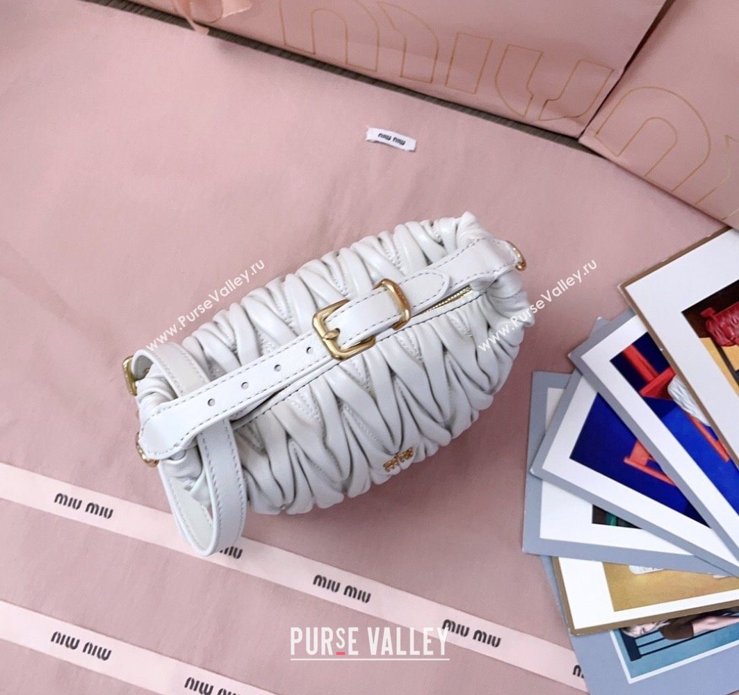 Miu Miu Matelasse Nappa Leather Pouch Mini Bag White 2025 5NE026 (JD-251121071)