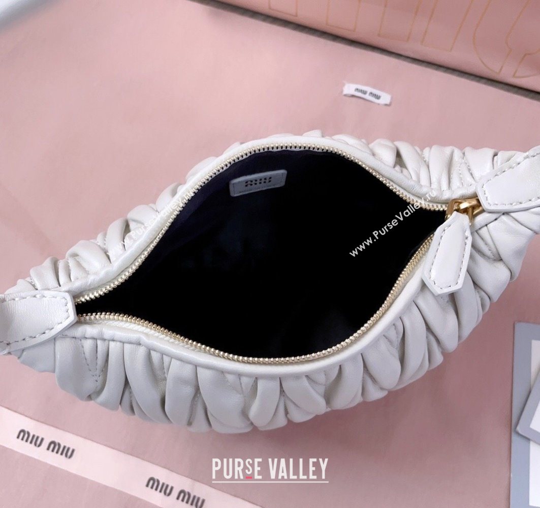 Miu Miu Matelasse Nappa Leather Pouch Mini Bag White 2025 5NE026 (JD-251121071)
