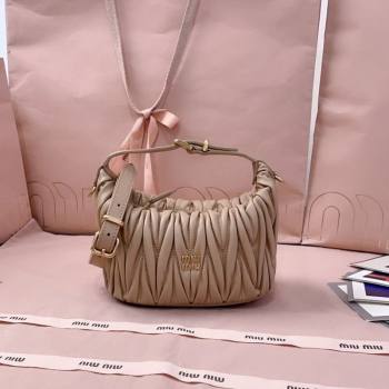 Miu Miu Matelasse Nappa Leather Pouch Mini Bag Beige 2025 5NE026 (JD-251121072)