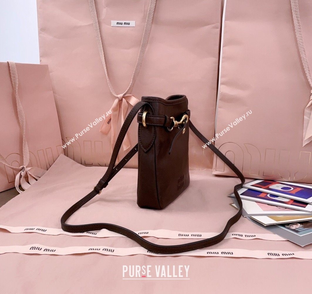 Miu Miu Nappa Leather Pouch Mini Bag Briarwood Brown 2025 5NR461 (JD-251121038)
