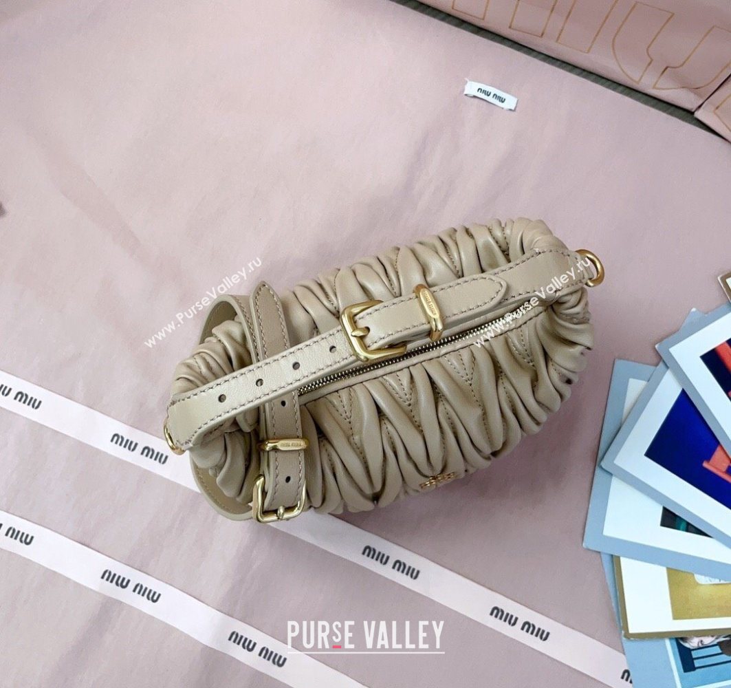 Miu Miu Matelasse Nappa Leather Pouch Mini Bag Beige 2025 5NE026 (JD-251121072)