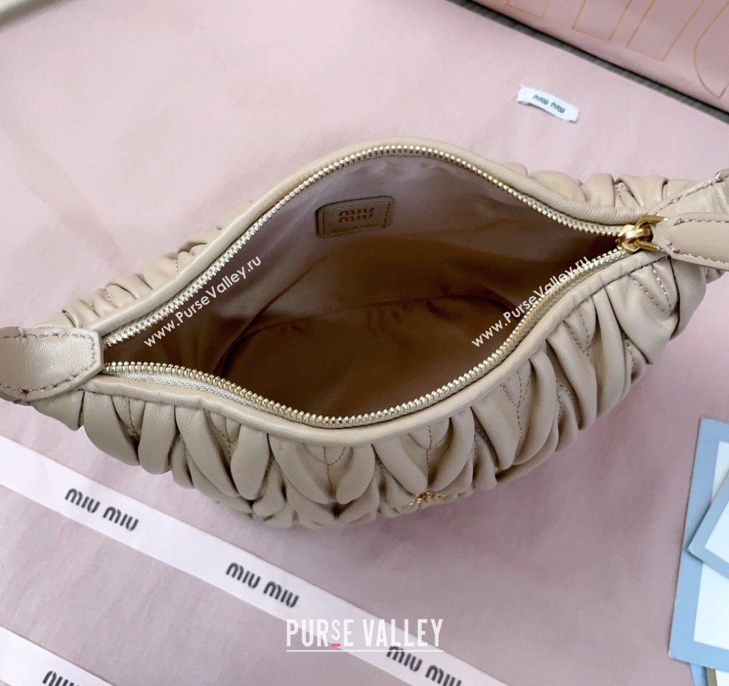 Miu Miu Matelasse Nappa Leather Pouch Mini Bag Beige 2025 5NE026 (JD-251121072)