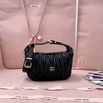 Miu Miu Matelasse Nappa Leather Pouch Mini Bag Black 2025 5NE026 (JD-251121073)