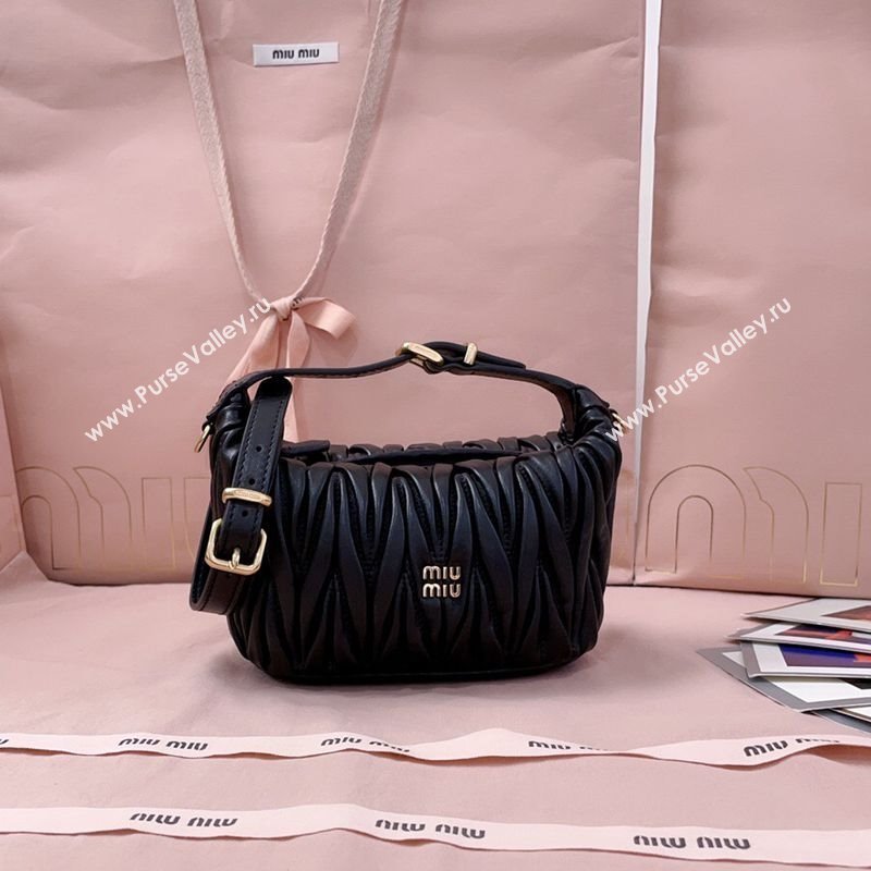 Miu Miu Matelasse Nappa Leather Pouch Mini Bag Black 2025 5NE026 (JD-251121073)