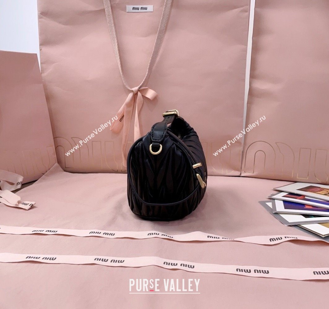 Miu Miu Matelasse Nappa Leather Pouch Mini Bag Black 2025 5NE026 (JD-251121073)