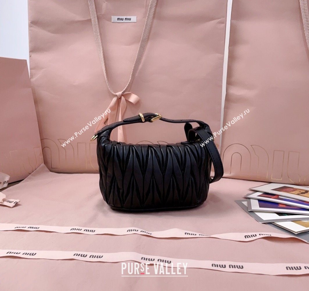 Miu Miu Matelasse Nappa Leather Pouch Mini Bag Black 2025 5NE026 (JD-251121073)