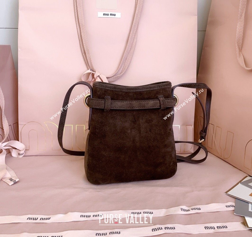 Miu Miu Suede Pouch Mini Bag Dark Brown 2025 5NR461 (JD-251121041)