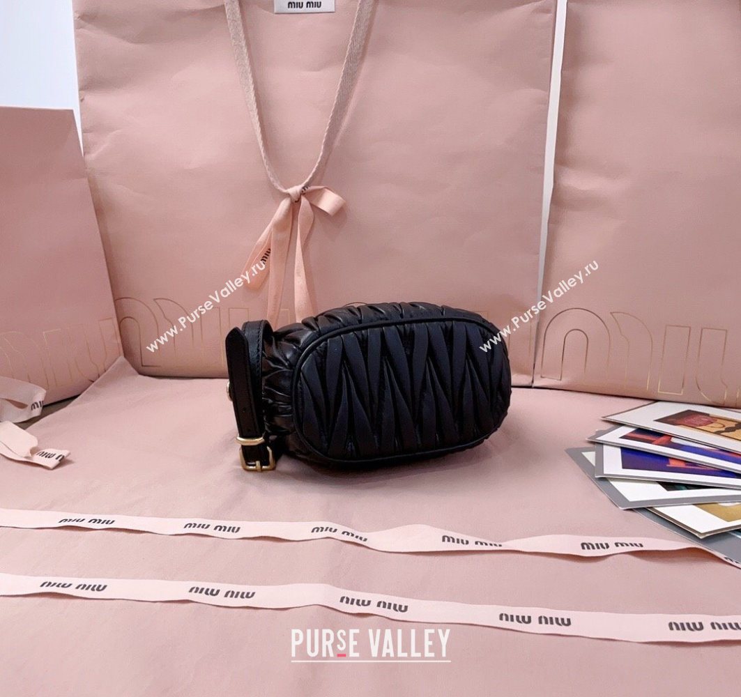 Miu Miu Matelasse Nappa Leather Pouch Mini Bag Black 2025 5NE026 (JD-251121073)