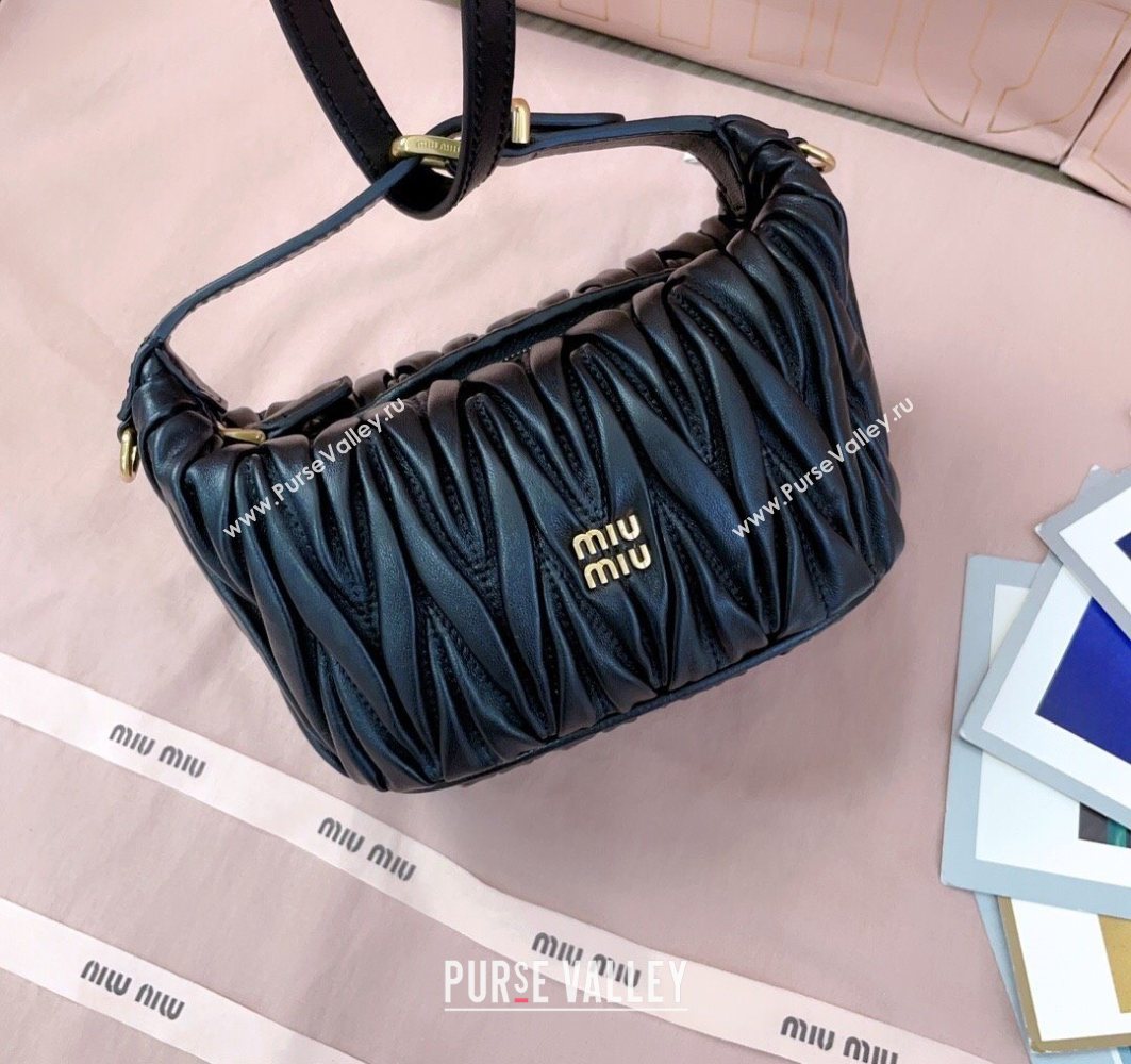 Miu Miu Matelasse Nappa Leather Pouch Mini Bag Black 2025 5NE026 (JD-251121073)