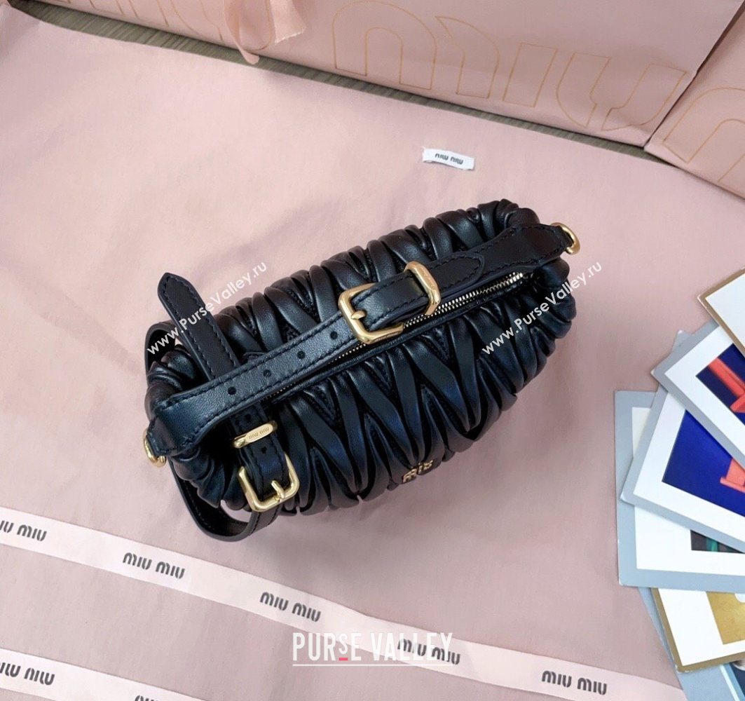 Miu Miu Matelasse Nappa Leather Pouch Mini Bag Black 2025 5NE026 (JD-251121073)
