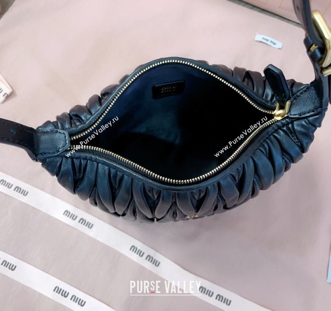 Miu Miu Matelasse Nappa Leather Pouch Mini Bag Black 2025 5NE026 (JD-251121073)