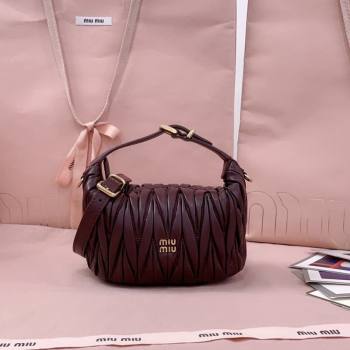 Miu Miu Matelasse Nappa Leather Pouch Mini Bag Burgundy 2025 5NE026 (JD-251121074)