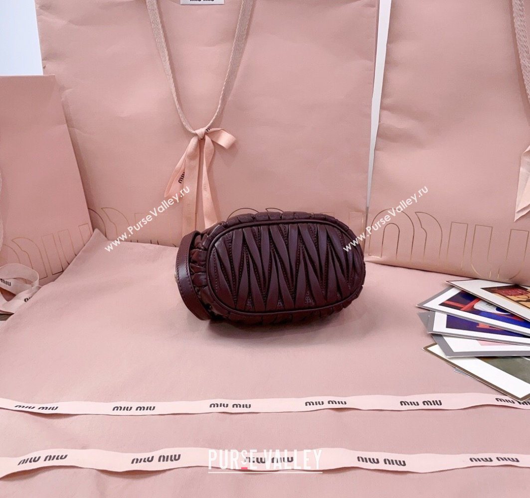 Miu Miu Matelasse Nappa Leather Pouch Mini Bag Burgundy 2025 5NE026 (JD-251121074)