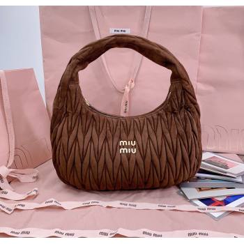 Miu Miu Wander Matelasse Suede Hobo bag 5BC108 Cocoa Brown 2025 (JD-251121075)