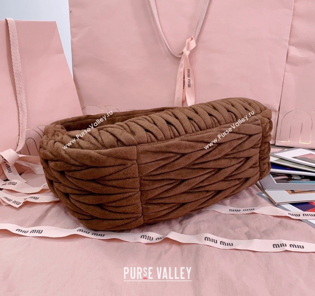 Miu Miu Wander Matelasse Suede Hobo bag 5BC108 Cocoa Brown 2025 (JD-251121075)