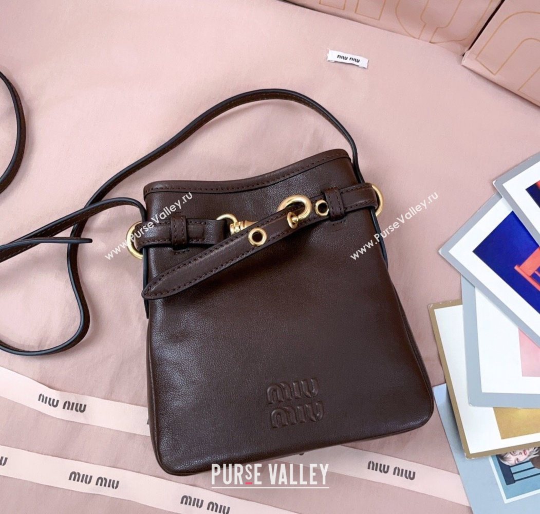 Miu Miu Nappa Leather Pouch Mini Bag Briarwood Brown 2025 5NR461 (JD-251121038)
