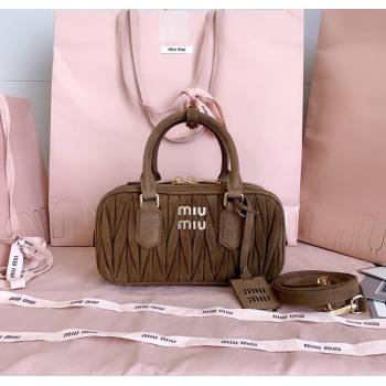 Miu Miu Arcadie matelasse suede top handle bag Cocoa Brown 2025 5BB142 (JD-251121076)