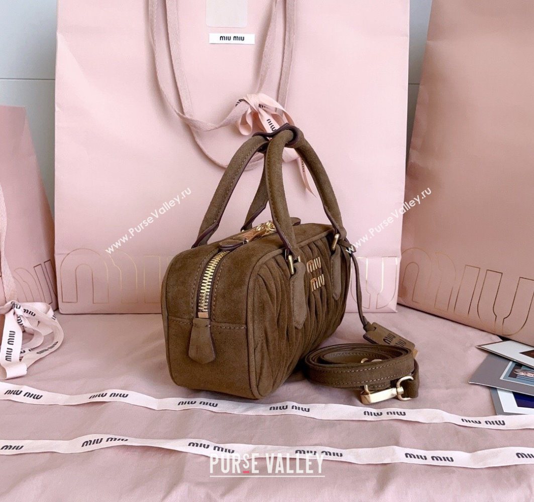 Miu Miu Arcadie matelasse suede top handle bag Cocoa Brown 2025 5BB142 (JD-251121076)