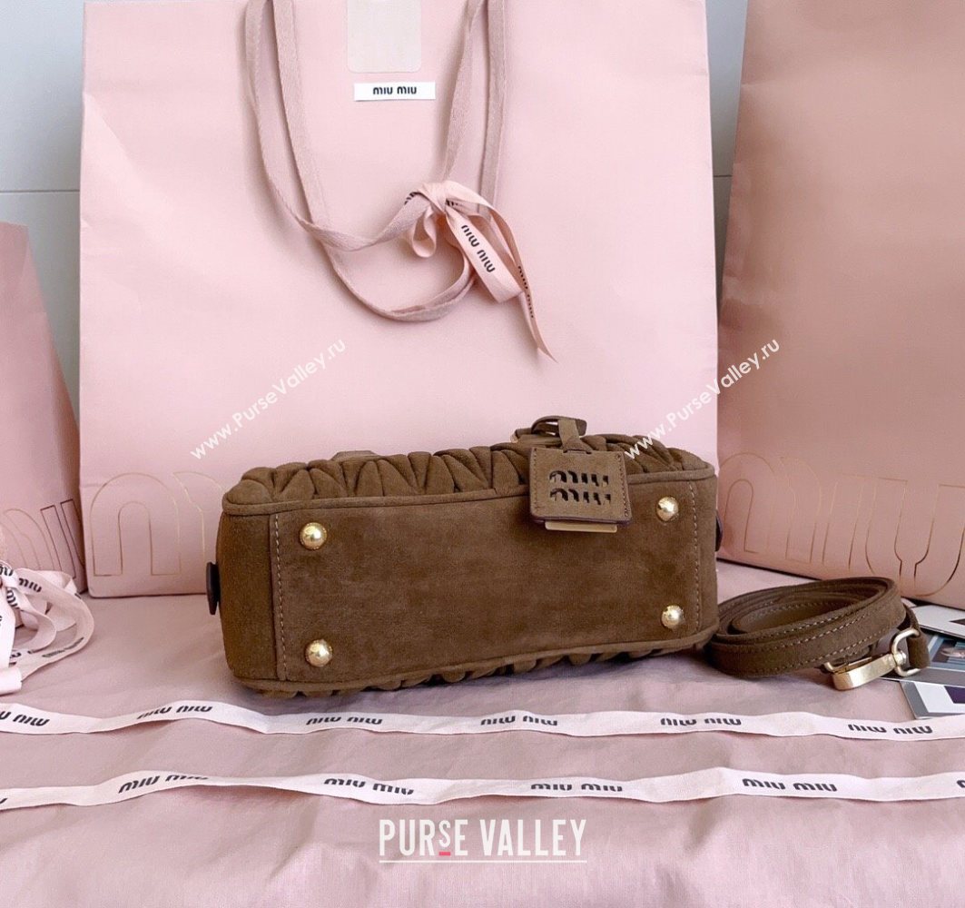 Miu Miu Arcadie matelasse suede top handle bag Cocoa Brown 2025 5BB142 (JD-251121076)