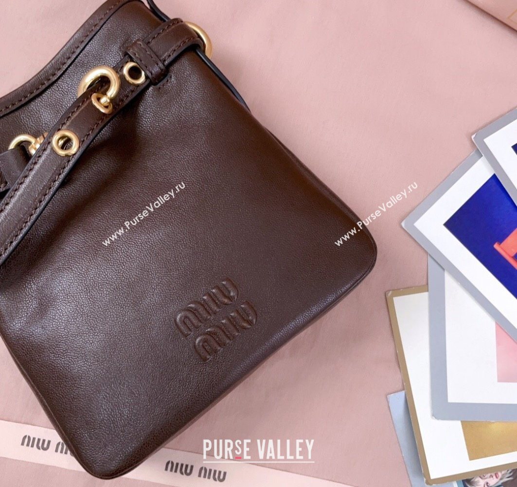 Miu Miu Nappa Leather Pouch Mini Bag Briarwood Brown 2025 5NR461 (JD-251121038)
