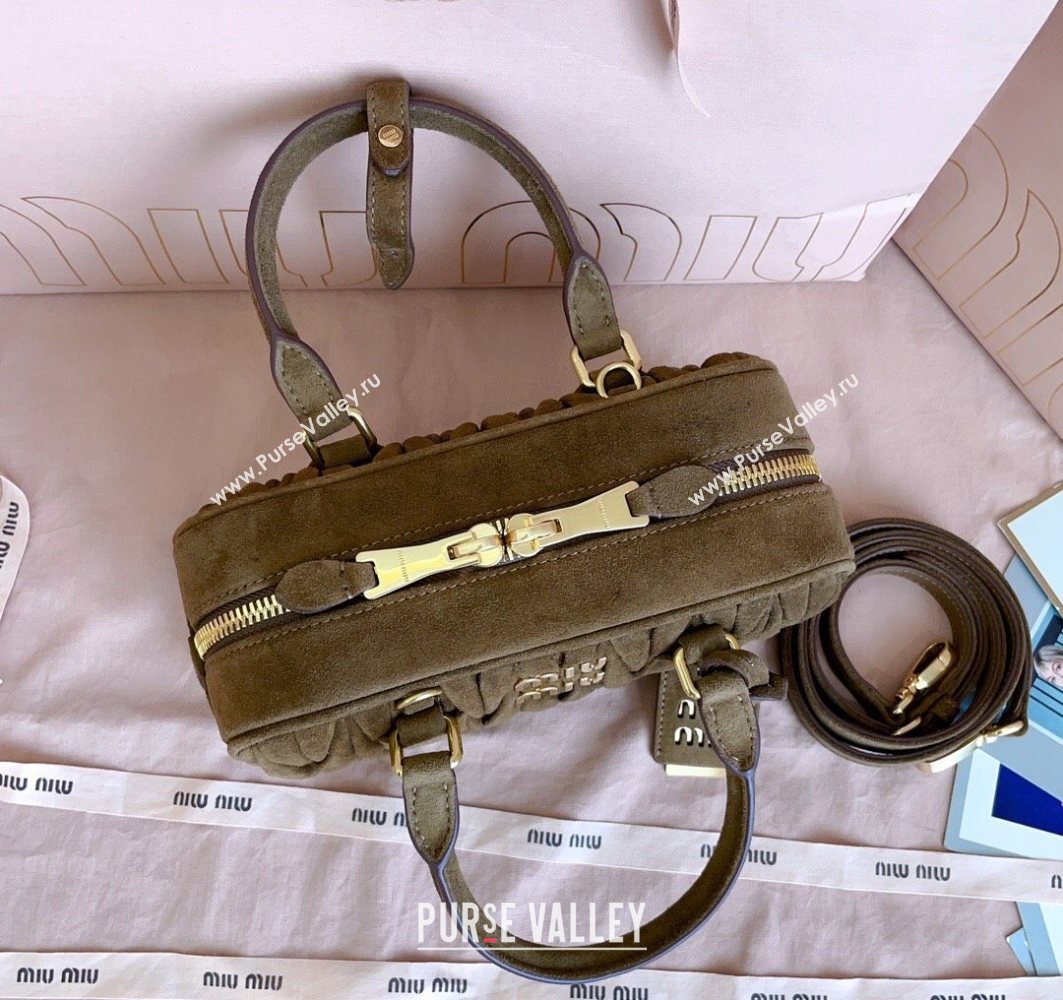 Miu Miu Arcadie matelasse suede top handle bag Cocoa Brown 2025 5BB142 (JD-251121076)