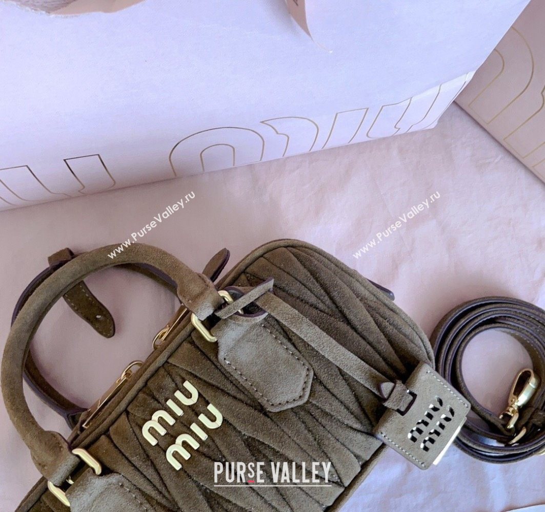 Miu Miu Arcadie matelasse suede top handle bag Cocoa Brown 2025 5BB142 (JD-251121076)